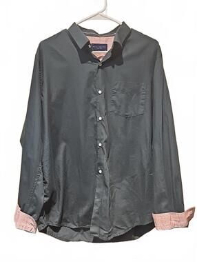 Peter England Flip Cuff Green/Rose button down shirt slim 44 XXL
